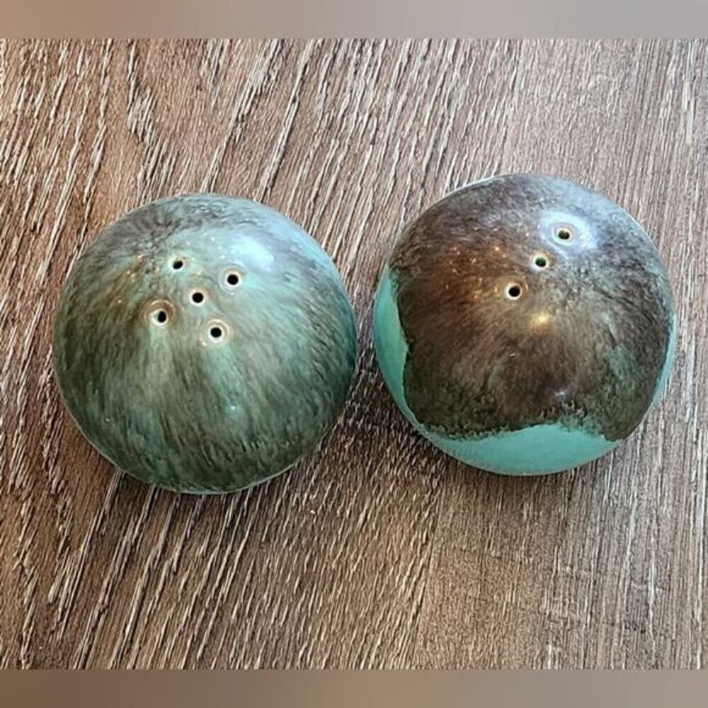 Jaska of California Cascade Ware Blue Brown Drip Vintage Salt and Pepper Shakers - Picture 2 of 5